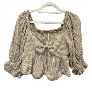 Free People Brittnee Print Smocked Peplum Top